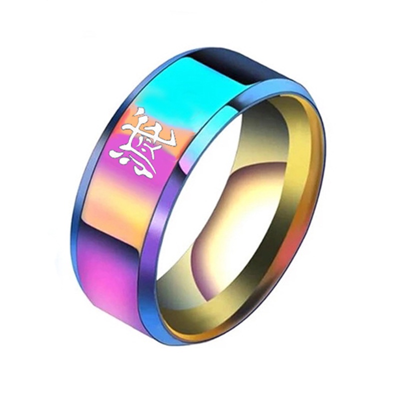 Anime Demon Slayer Ring Tanjiro Nezuko Titanium Steel Ring cho người lớn Trẻ em Halloween Cosplay Phụ kiện