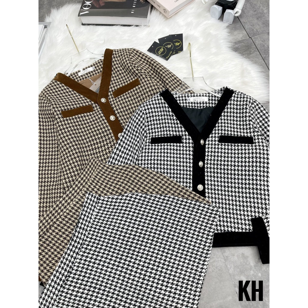 Set dạ họa tiết siêu xinh hai màu phong cách sang chảnh thu đông 2021 | BigBuy360 - bigbuy360.vn