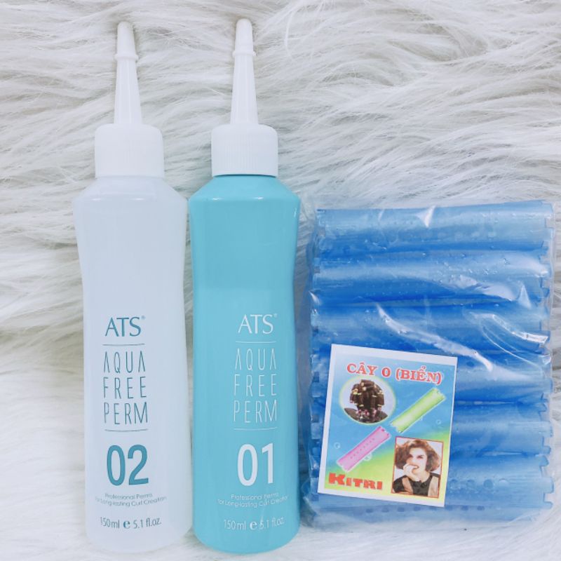 Cặp uốn lạnh,  tại nhà không mùi ATS uốn sóng bồng bềnh hàn quốc + 12 trục uốn nguội + giấy + chun + găng tay ( mẫu mới)