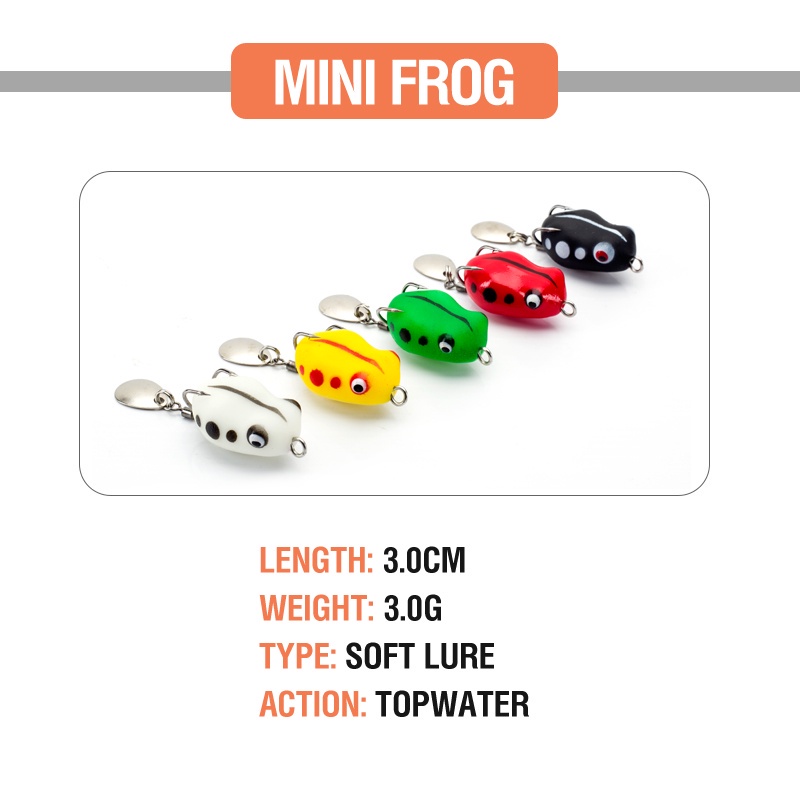 1 Mồi Ếch Giả Câu Cá Mềm Mini 3cm / 3g 5 Màu Có Móc Kép