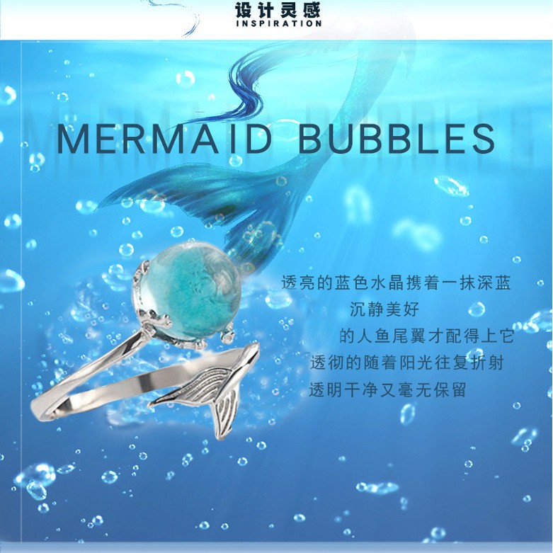 Nhẫn Dạng Hở Hình Đuôi Cá Đính Đá Xanh S925