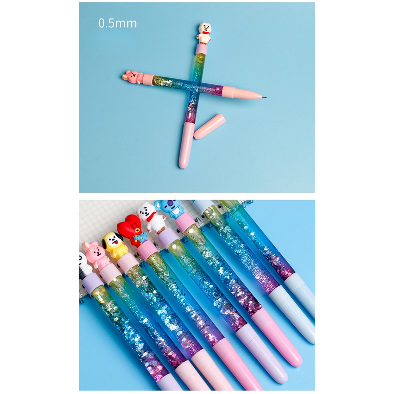 Bút gel Mực Đen Ngòi 0.5mm Hình BTS Hoạt Hình