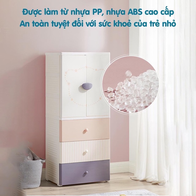 TỦ NHỰA KUB 4 TẦNG ĐỰNG QUẦN ÁO CHO BÉ