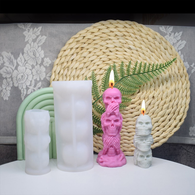 Bộ 2 Khuôn Silicone Làm Nhựa Epoxy Hình Đầu Lâu Độc Đáo DIY