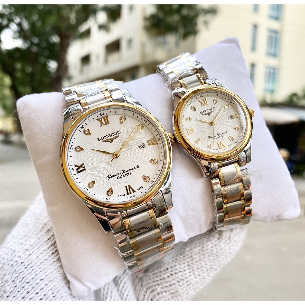 Đồng Hồ CẶP LG032 TRẮNG Chống Xước, Chống Nước TUYỆT ĐỐI - TẶNG 1 Vòng Đá tỳ Hưu + 2 pin AG4