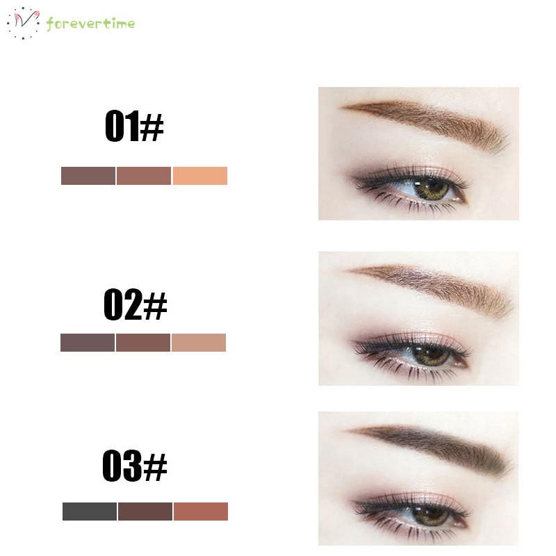 #Trang điểm# 3 Colors Eyebrow Powder Palette Waterproof Long Lasting Eyebrow Shadows with Brush Mirror Box
