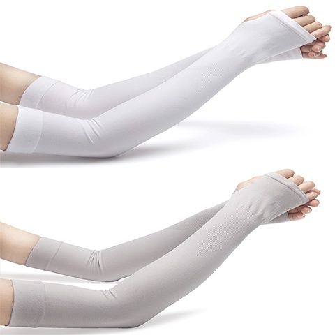 Set 2 Cặp Găng Tay Bằng Vải Lụa Lạnh Mỏng Bảo Vệ Cánh Tay Khi Lái Xe