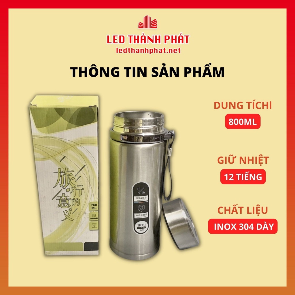 BÌNH GIỮ NHIỆT 800ML ruột INOX 304 Không Ghỉ giữ cực nhiệt tốt, hàng LOẠI 1 chất lượng cao