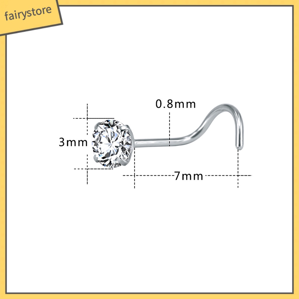 Set 3 Khuyên Mũi Bằng Thép Không Gỉ Đính Đá Thời Trang
