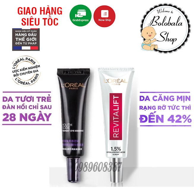 Hoạt chất chống lão hóa và Serum siêu cấp ẩm sáng da L'Oreal Paris pure Hyaluronic Acid 1.5% 7.5ml Loreal