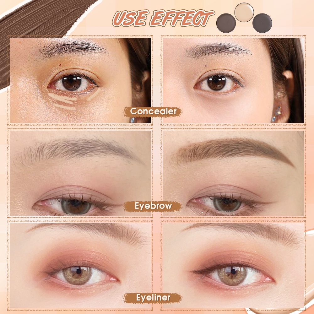 Bảng phấn lông mày SANIYE E0347 3 màu kèm cọ kháng nước 8g