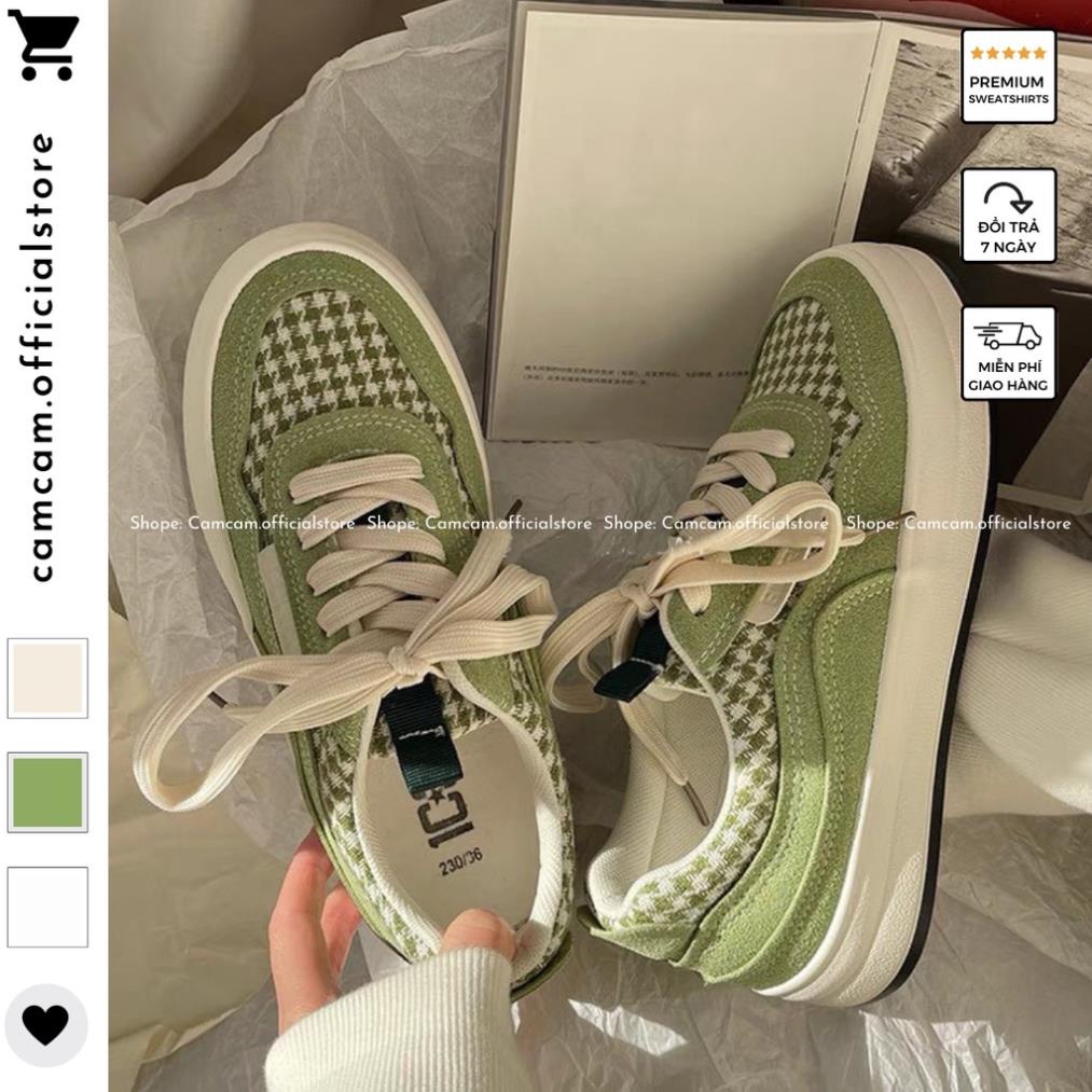✴️ Giày Thể Thao Nữ Đế Độn Hoạ Tiết Houndstooth Đế Bánh Mì Tăng Chiều Cao HotTrend CAMSTORE