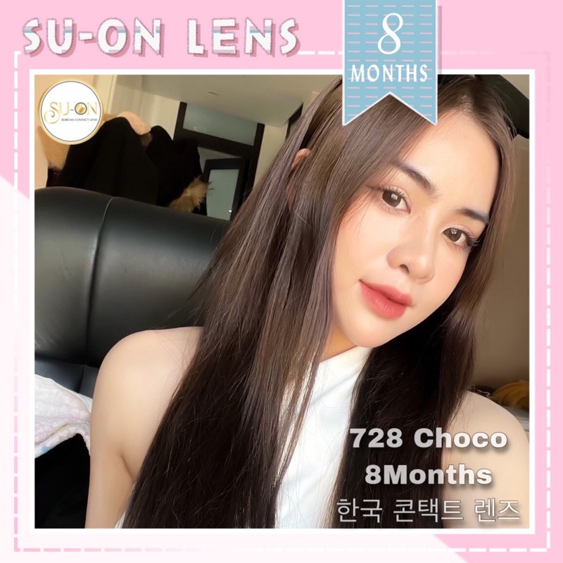 Lens cận nâu tự nhiên 728 CHOCO, kính áp tròng Hàn Quốc chính hãng 14,5mm, nâu choco babie giãn tròng