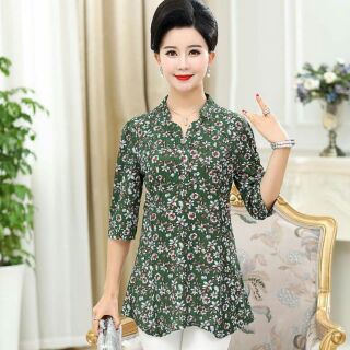 Áo nữ trung niên thời trang kiểu dáng sang trọng họa tiết nổi bật QCNP922