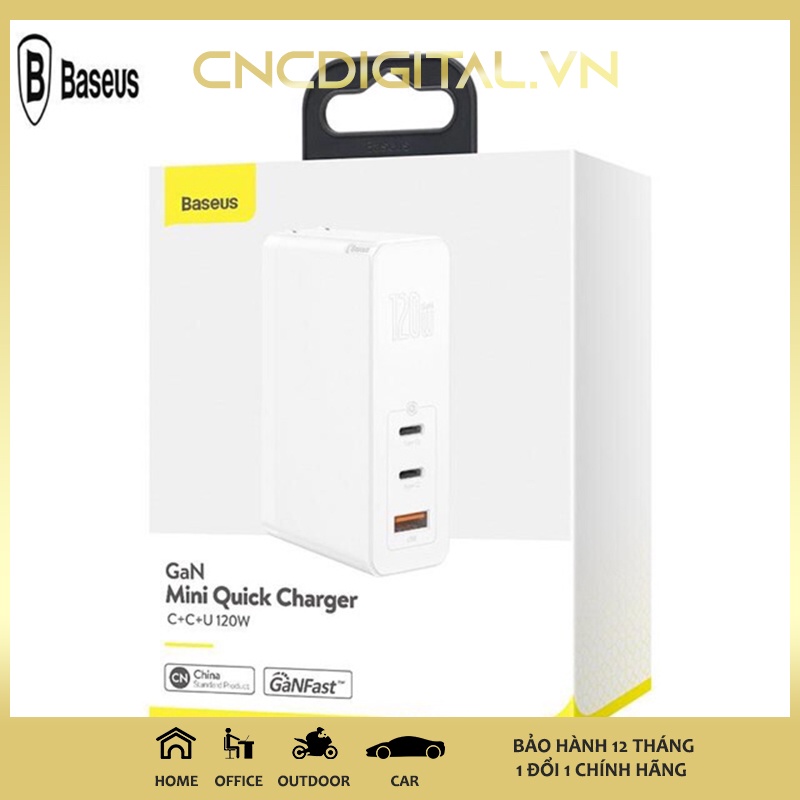 Bộ Sạc Siêu Nhanh Baseus GaN2 Pro 120W dùng cho Macbook / Samsung / iPhone / Tablet / Laptop  - Hàng Chính Hãng