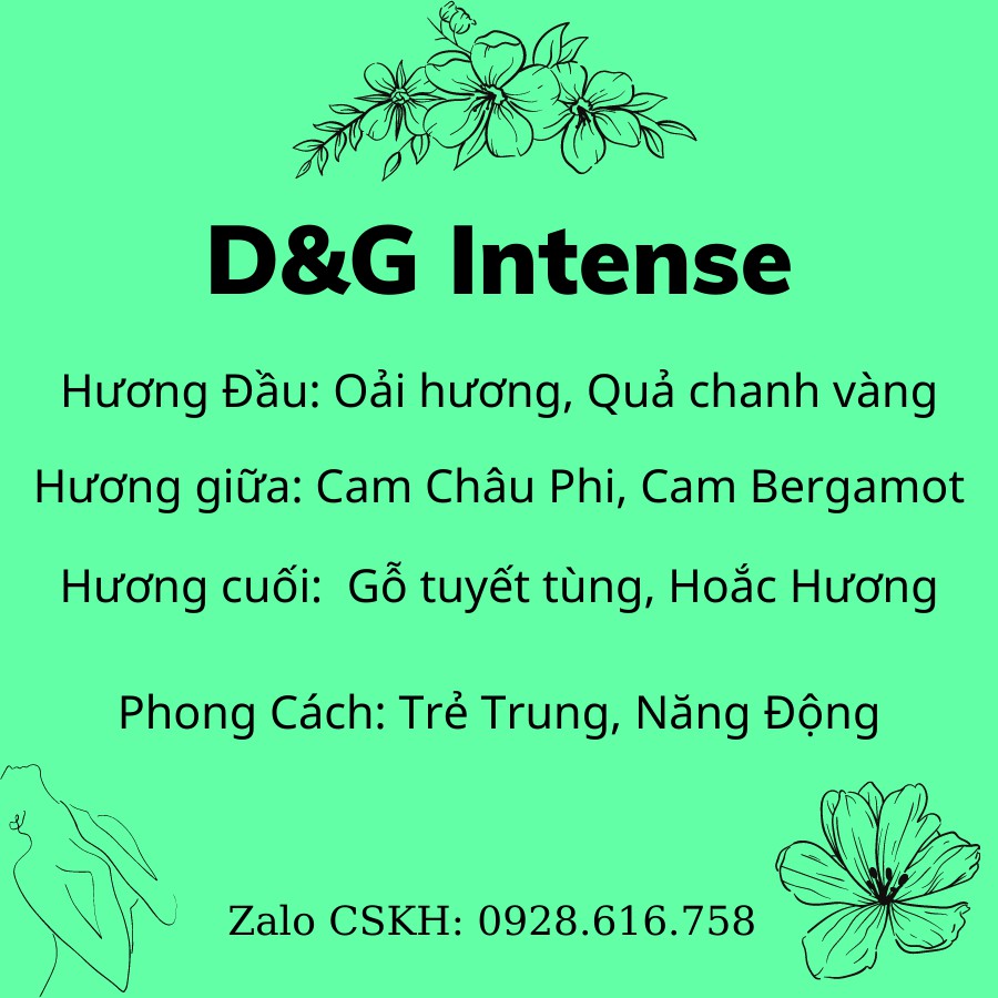 Nước Hoa Nữ Thơm Lâu Dolce Gabbana Intense 100ml Cực Thơm Cực Thơm