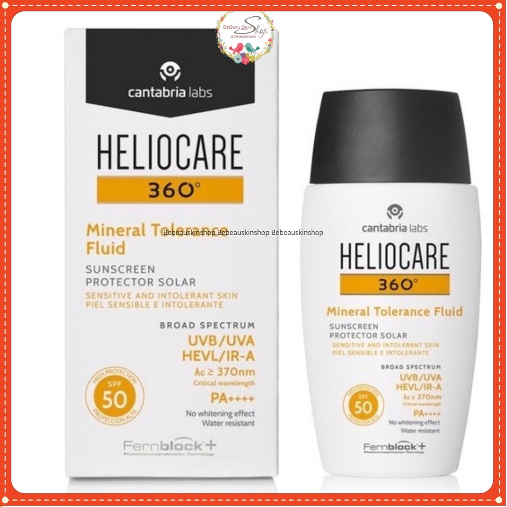 ￼Kem chống nắng cho da nhạy cảm Heliocare Mineral Tolerance Fluid SPF 50