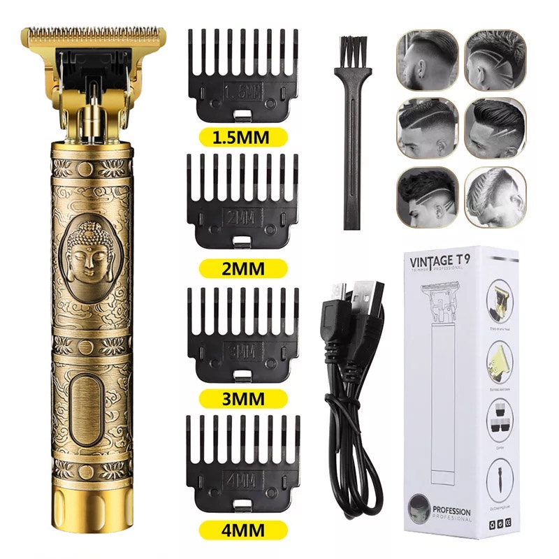 Tông đơ cắt tóc Vintage T9 không dây 0mm chuyên nghiệp cho nam