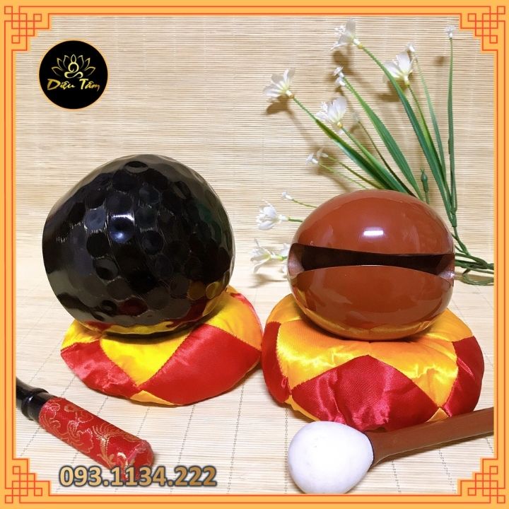 Chuông mõ tụng kinh Phật gia trì Đài Loan 4 inch đen