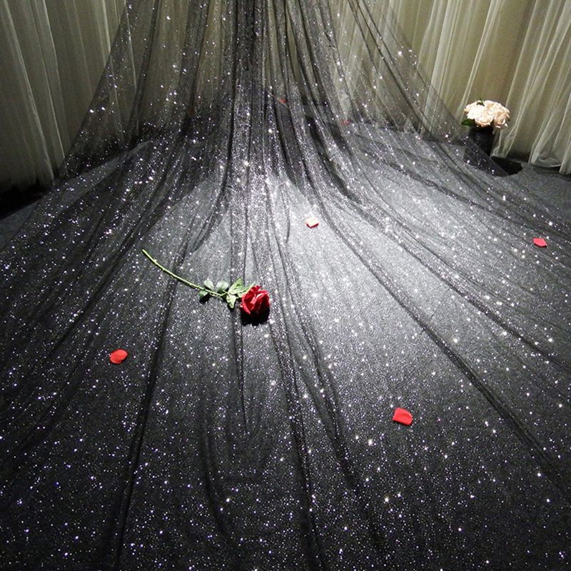 Khăn Lưới Che Mặt Siêu Dài Lấp Lánh Sang Trọng Cho Nữ