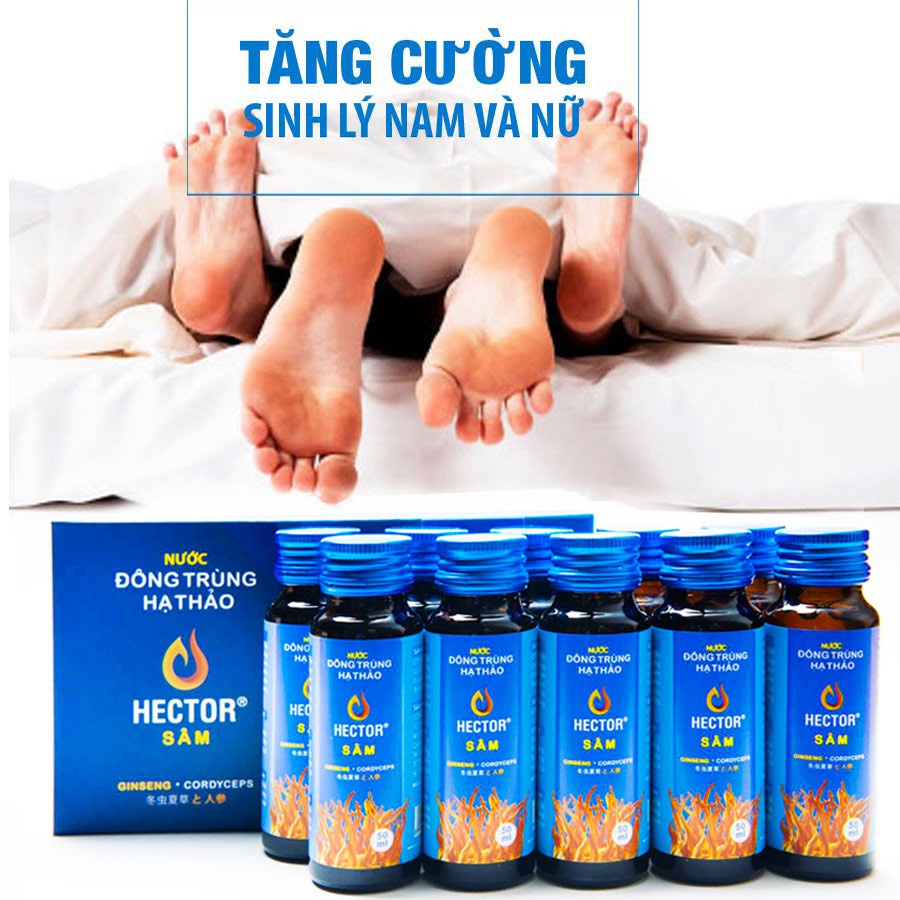 (Chai dùng thử) Nước Đông Trùng Hạ Thảo Hector Sâm Hộp 10 Chai Hector Cordyceps Ginseng