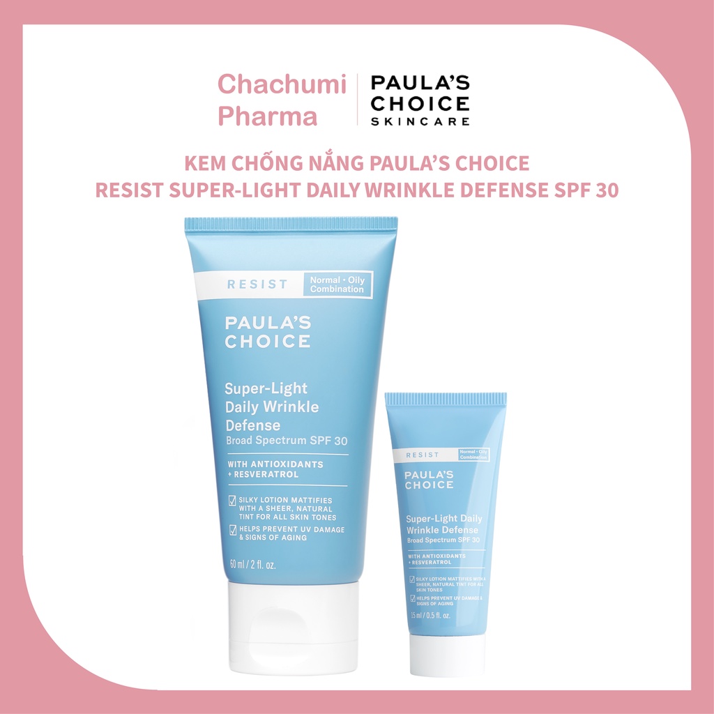 Kem chống nắng siêu nhẹ không bết dính Paula's Choice Resist Super-Light Daily Wrinkle Defense SPF 30