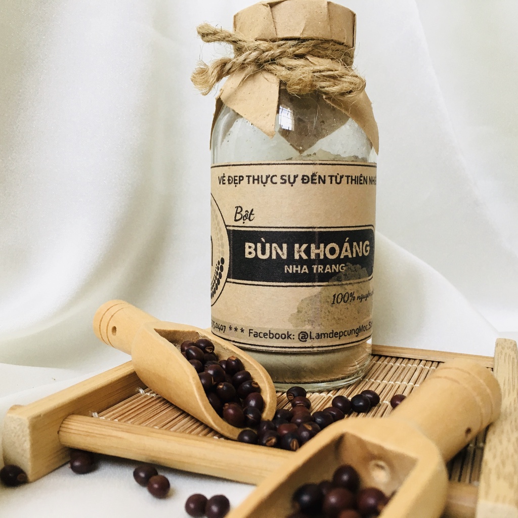 Bột mặt nạ bùn khoáng Nha Trang MỘC - hút bã nhờn, se khít lỗ chân lông, giúp da trắng hồng chai 100/200ml handmade