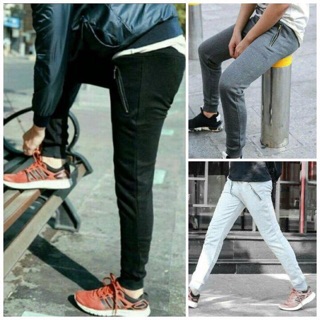 Quần jogger nỉ trơn nam túi khoá