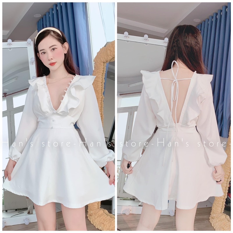 ĐẦM CỔ V BÈO XINH XẮN CÓ MÚT NGỰC(ẢNH THẬT)