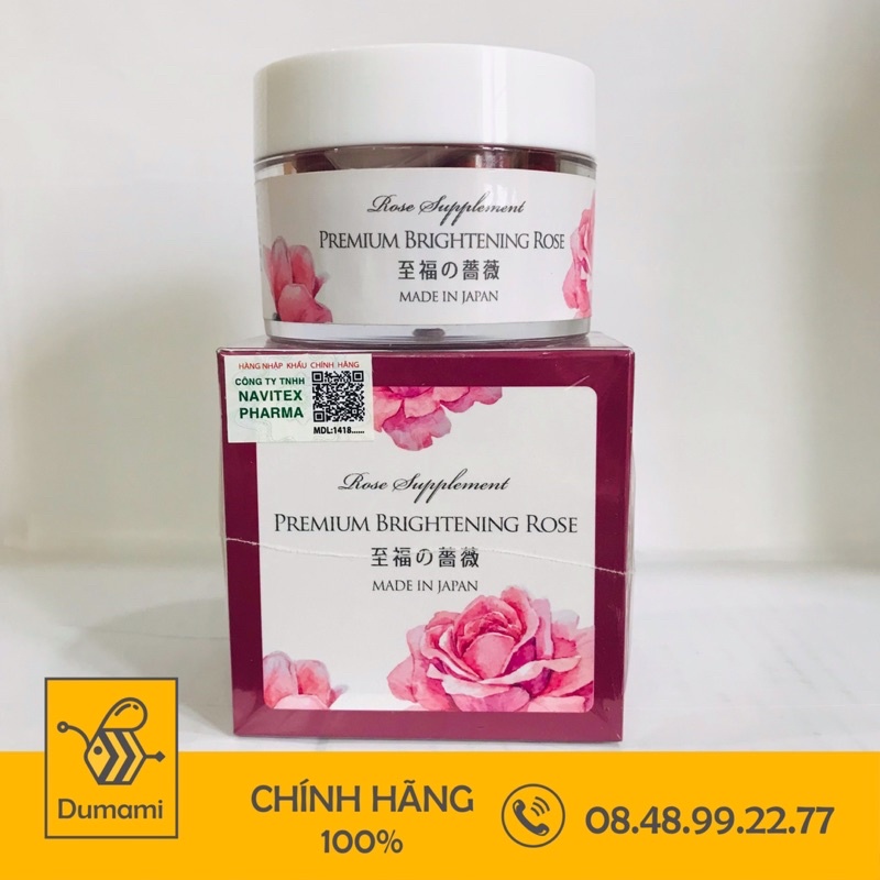 Viên Uống Tạo Hương Thơm Cơ Thể &amp; Trắng Da Premium Brightening Rose - 60 viên/lọ Của Nhật Bản