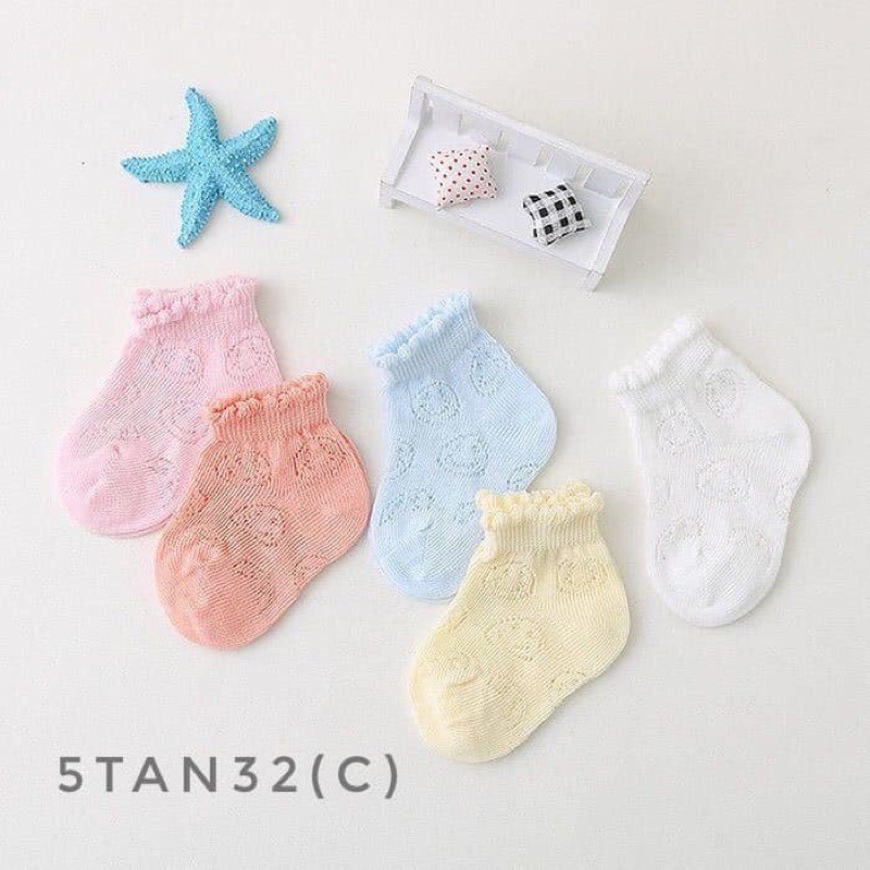 Set 5 đôi tất lưới cho bé 5TAN32 frsz 0-1 tuổi