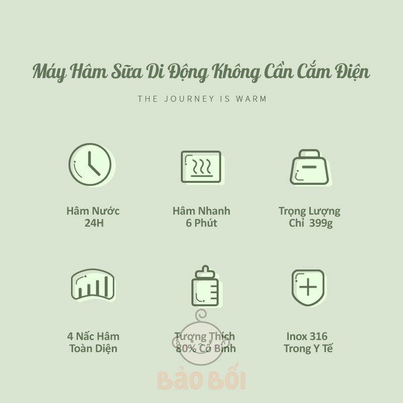 JIFFI Máy Hâm Sữa Không Dây Cầm Tay Jiffi Bản 3.0