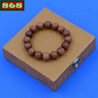 Hạt chuỗi đeo tay gỗ Thủy tùng nâu 12 ly 16 hạt