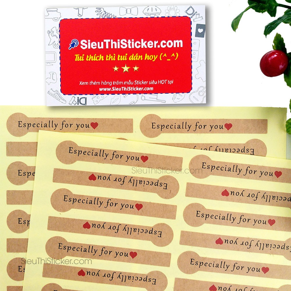Tem Niêm Phong tròn dài Especially For You Trái Tim trang trí túi giấy, niêm phong gói hàng, hộp bánh, quà valentine