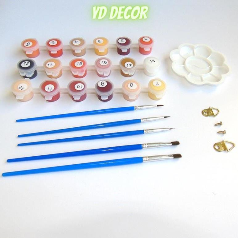 Tranh tô màu theo số Tranh sơn dầu số hóa Mèo và Hướng Dương - Hàng Có Sẵn