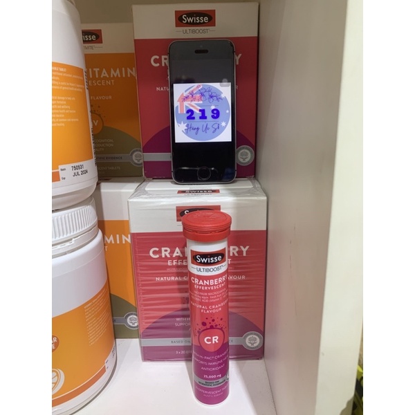 VIÊN SỦI VITAMIN C SWISSE ULTIBOOST CRANBERRY EFERVESCENT ÚC date 07/22