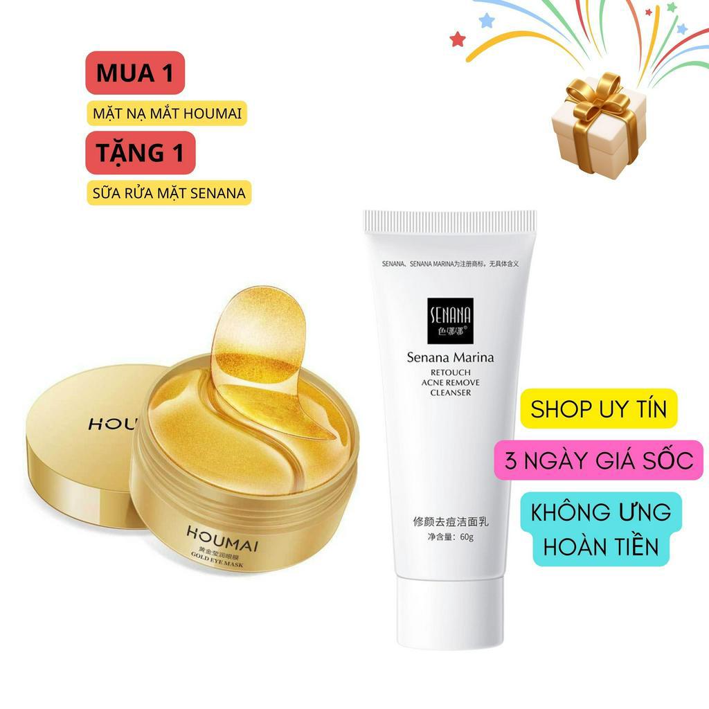 Mặt Nạ Mắt Houmai 60 Miếng Dưỡng Mắt Cho Bạn Đôi Mắt Căng Tràn Sức Sống, Tặng Kèm Sữa Rửa Mặt Senana 60G