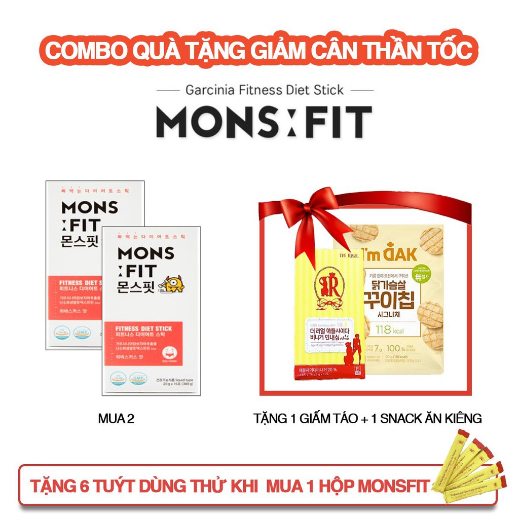 [COMBO CHÍNH HÃNG TẠI HOA XINH] Giảm Cân Monsfit Fitness Diet Stick (HỘP/15 tuýp) - Nhập Khẩu Hàn Quốc