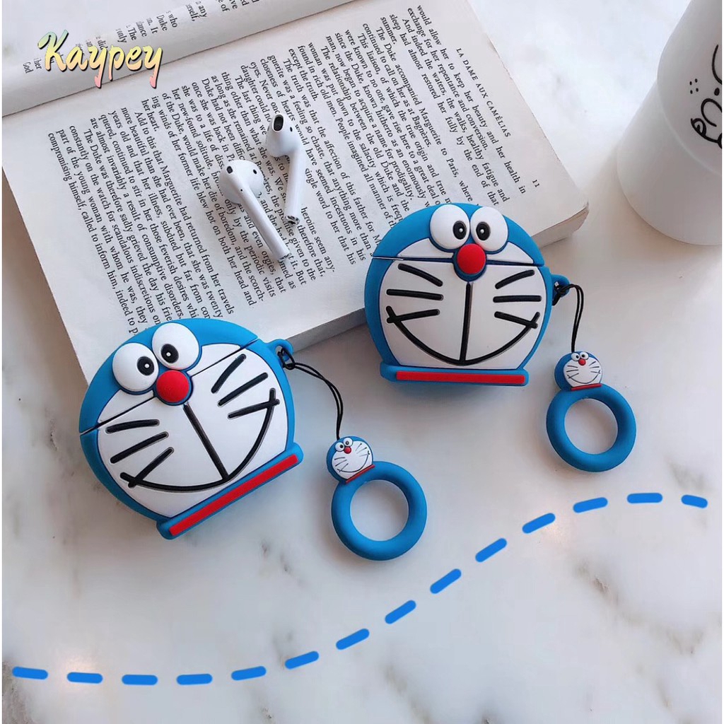 Ốp bọc bảo vệ hộp sạc tai nghe không dây for Apple AirPods1/2 kiểu dáng Doraemon dễ thương