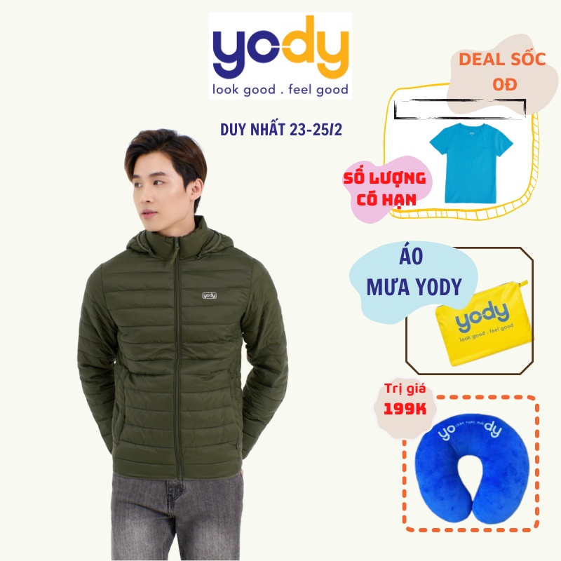 ♛☒Áo Phao Nam YODY Có Mũ, Khoác Siêu Nhẹ Nhiều Màu Thương Hiệu Chính Hãng PHM4001