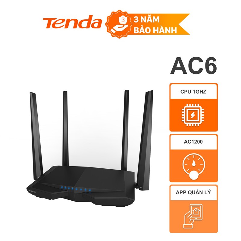 BỘ PHÁT SÓNG WIFI TENDA AC6 Chuẩn AC1200-