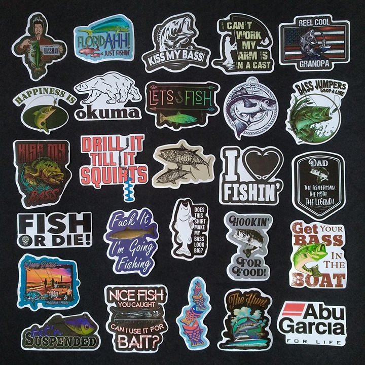 Bộ sticker dán cao cấp chủ đề câu cá - fishing - dùng dán xe