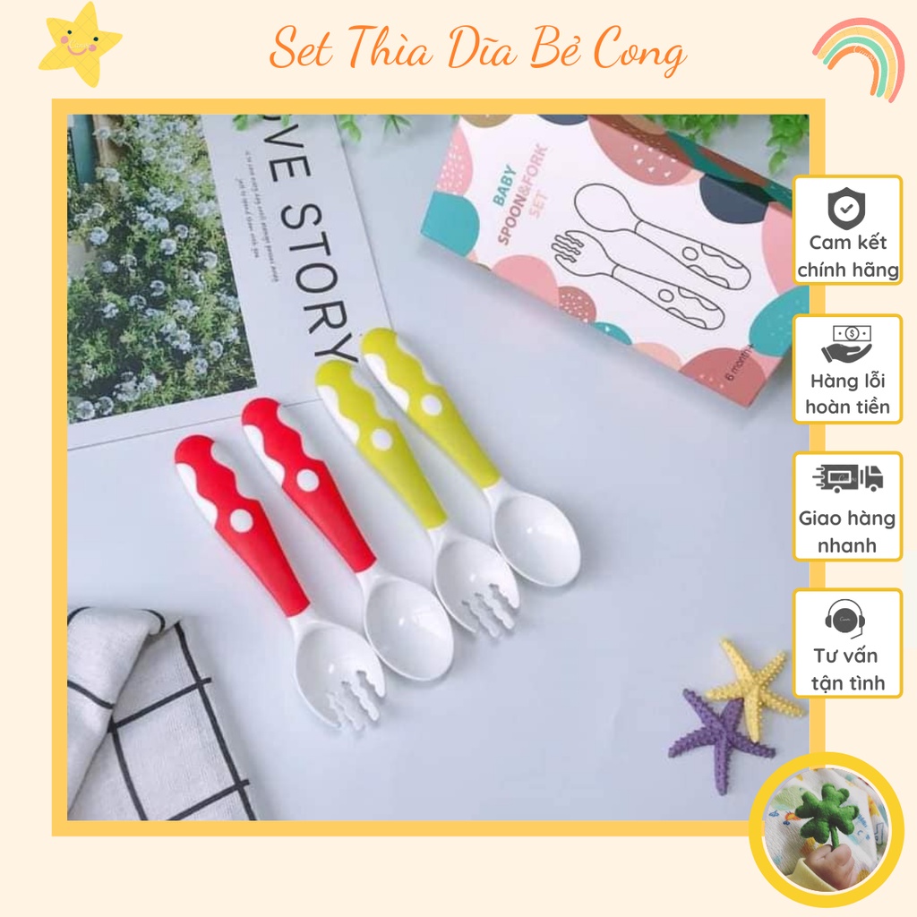 Set thìa dĩa thẳng/bẻ cong cho bé tập ăn