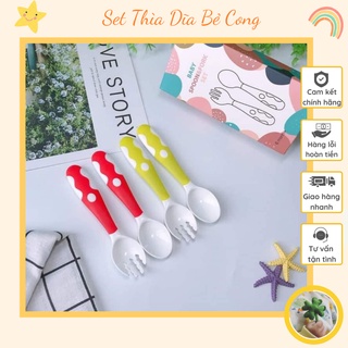 Set thìa dĩa thẳng/bẻ cong cho bé tập ăn