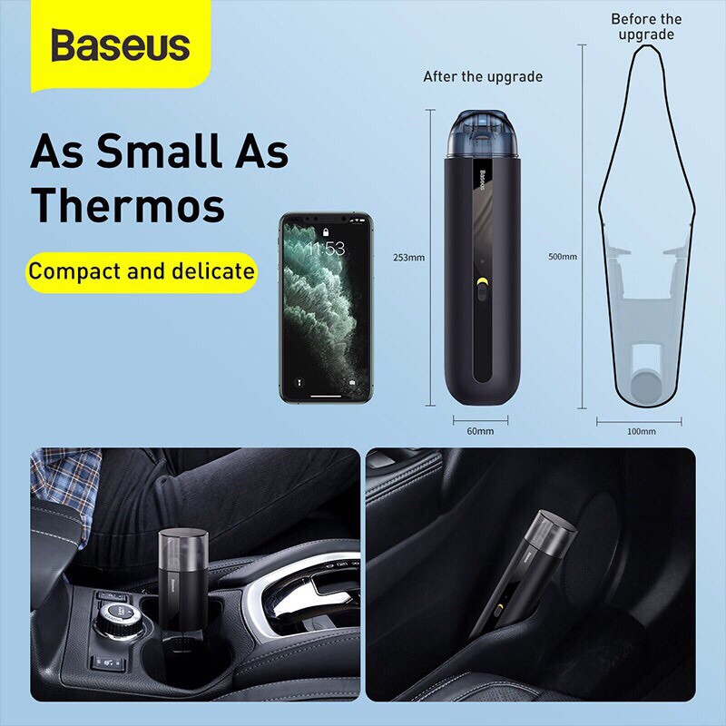 Máy Hút Bụi Cầm Tay Tích Điện Mini Không Dây Baseus A2 Car Vacuum Cleaner Lực Hút Mạnh Mẽ 5000PA Cho Gia Đình, Xe Hơi