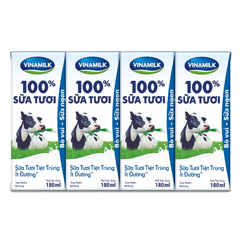 Thùng sữa tươi tiệt trùng Vinamilk Ít đường hộp 180ml (48 hộp) &quot;GIÁ BÁN ĐÃ TRỪ KHUYẾN MÃI&quot;