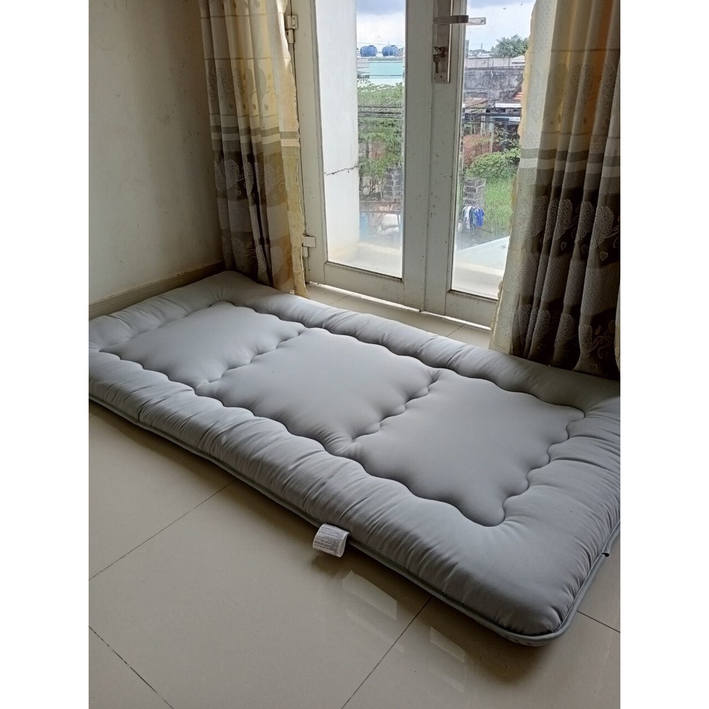 Nệm topper xuất Nhật 7cm không xẹp nệm gấp nệm ngủ 1 người 1m X 2m màu xám nệm gấp 3 giá rẻ