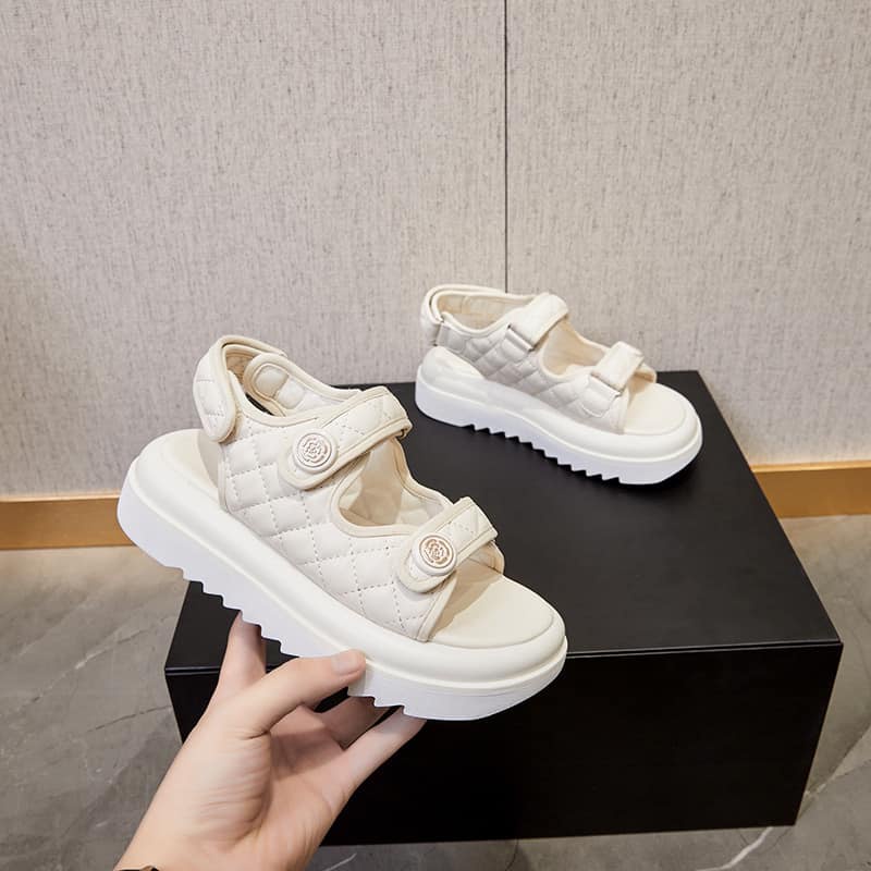 Sandal nữ da trám độn đế tăng chiều cao chất da mềm hàng Quảng Châu full box
