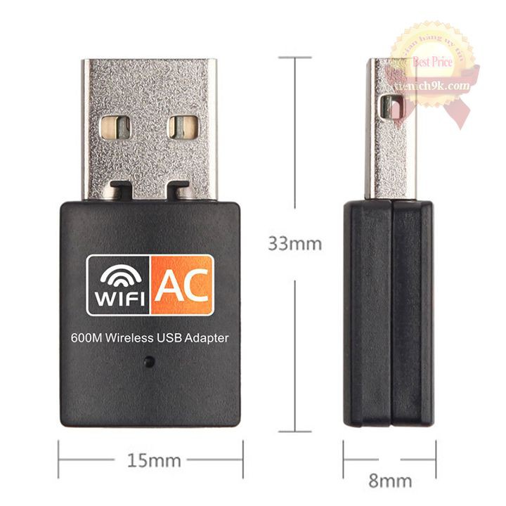 USB thu phát sóng wifi 5Ghz 600Mbps 3.0 RTL8811AU không dây cho pc laptop điện thoại