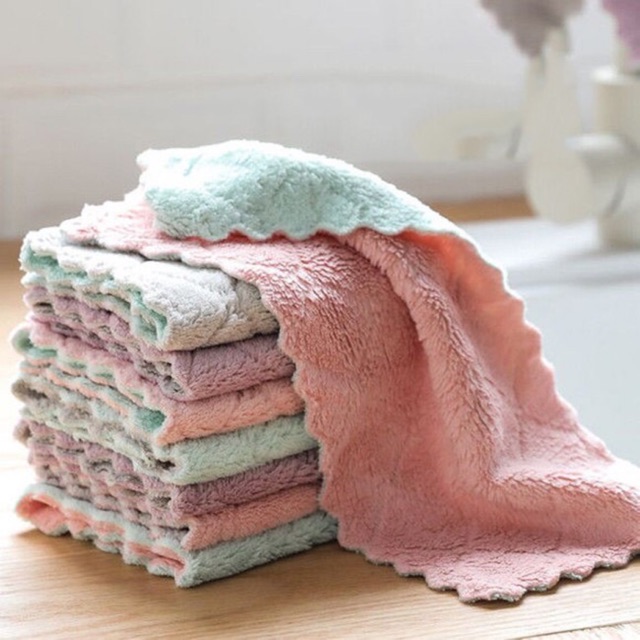 Set 5 Khăn lau đa năng siêu thấm hút 2 mặt chất vải cao cấp không hại da tay